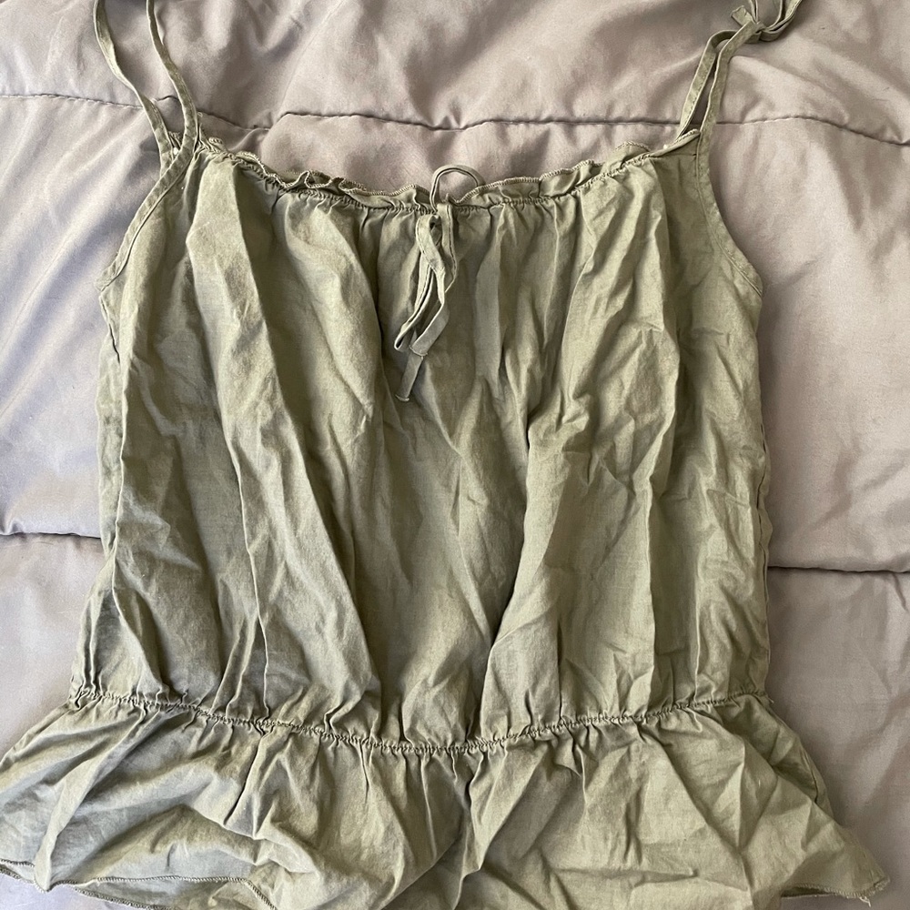 Olive green paper bag tank